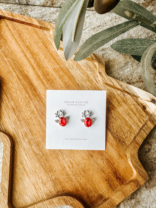 Red Reindeer Studs