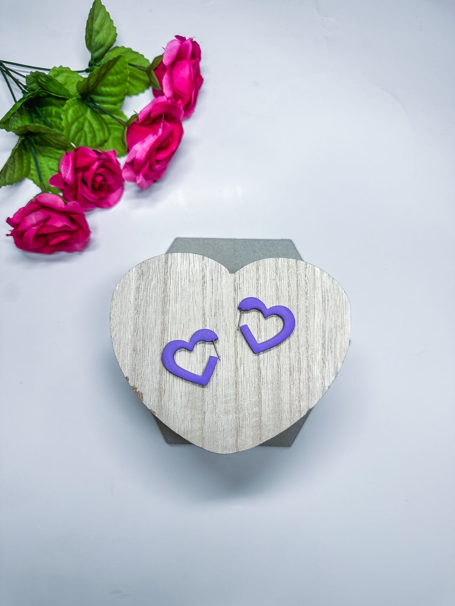 Polymer Clay Heart Hoops