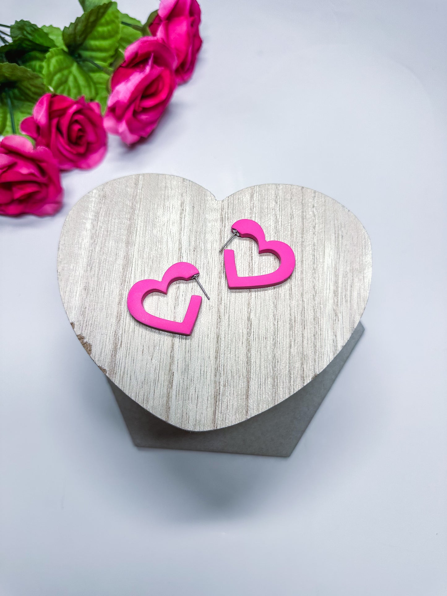 Polymer Clay Heart Hoops