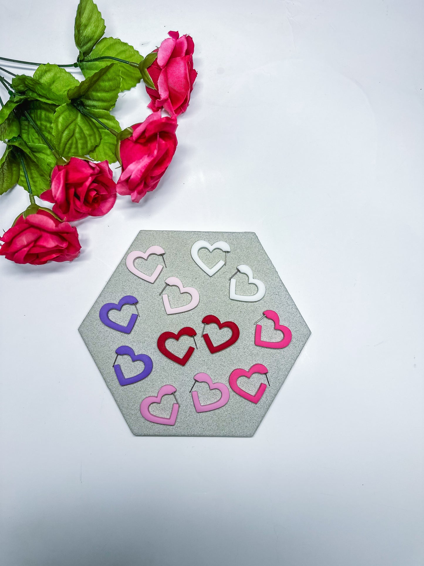 Polymer Clay Heart Hoops